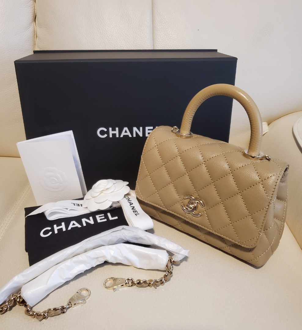 Chanel mini coco handle 21A dark beige handbag shoulder bag