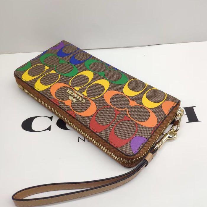 Rainbow wallet coach on sale
