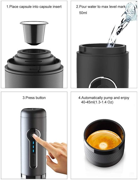 CONQUECO Portable Coffee Maker 12V Travel Espresso Machine 15