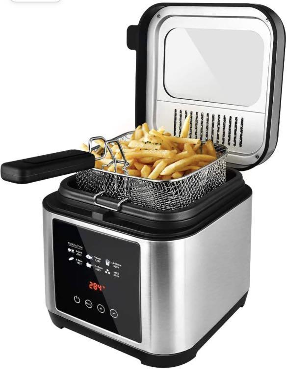 Deep fryer Electric Fryer with Basket Oil Thermostat 2.5L Oil Capacity Deep Fat Fryers with Timer Removable Lid with View Window Cool Touch