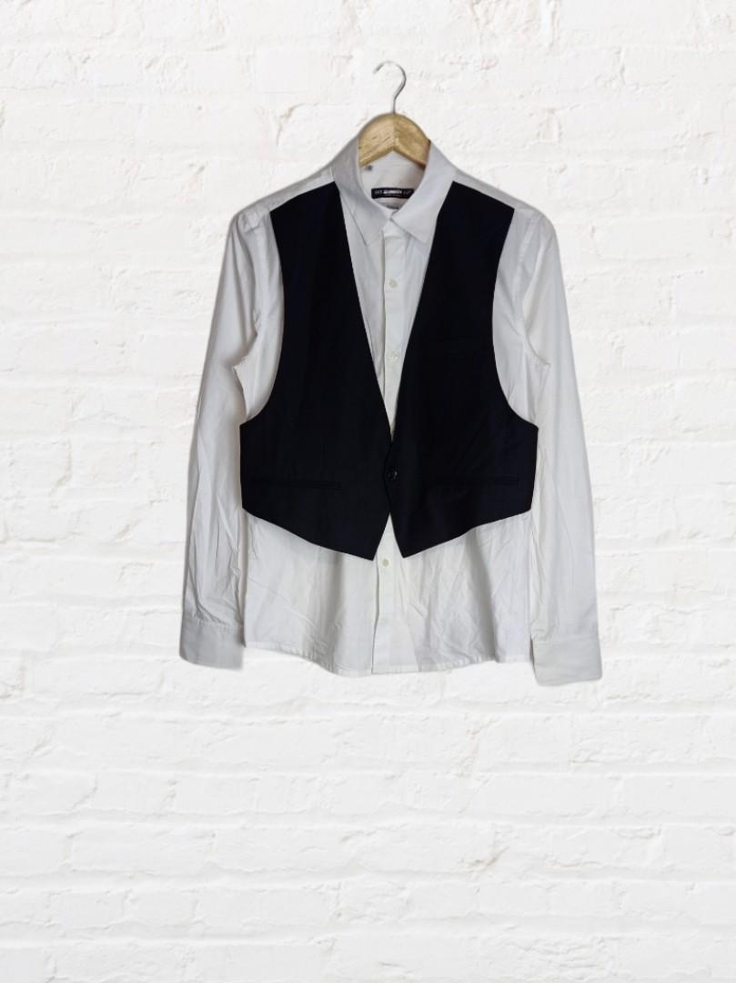 Dolce Gabbana Gold White Long Sleeves with Vest