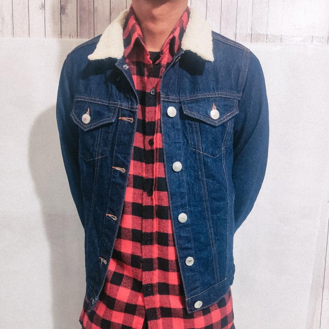 Forever 21 Sherpa Collar Trucker Denim 