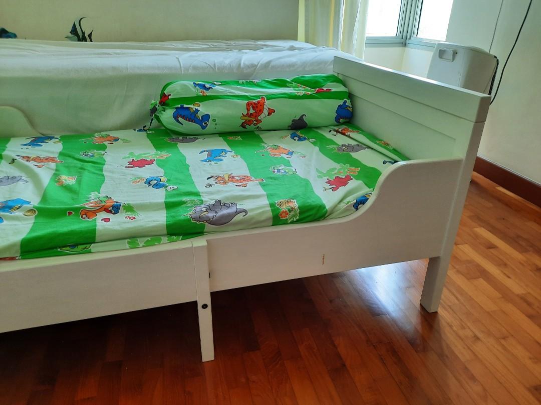 Ikea extendable kid bed frame + mattress, Furniture & Home Living