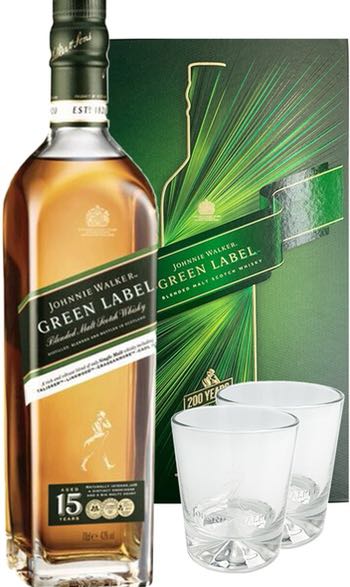Johnnie walker Green label comes with 2 glass set, Food ...