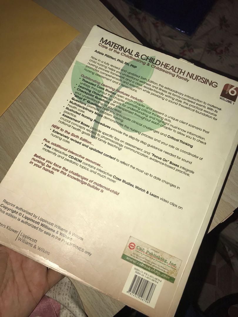 Maternal and child - Pillitteri Vol 1 (Category: Textbooks) located in Bacoor. Submitted by nmncx (Listing ID 1102268031, Image 3). Description: Maternal and child RFS: RN na ko.