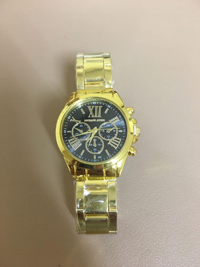 Michael Kors - Gold Watch with Black Face, Luxury, Watches on Carousell