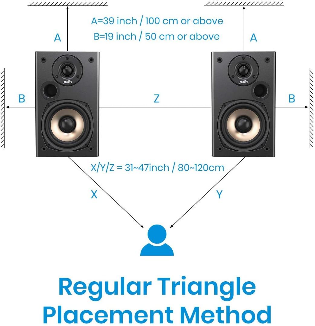 Moukey Passive Bookshelf Speakers Pair, 100 Watts Peak Power Home