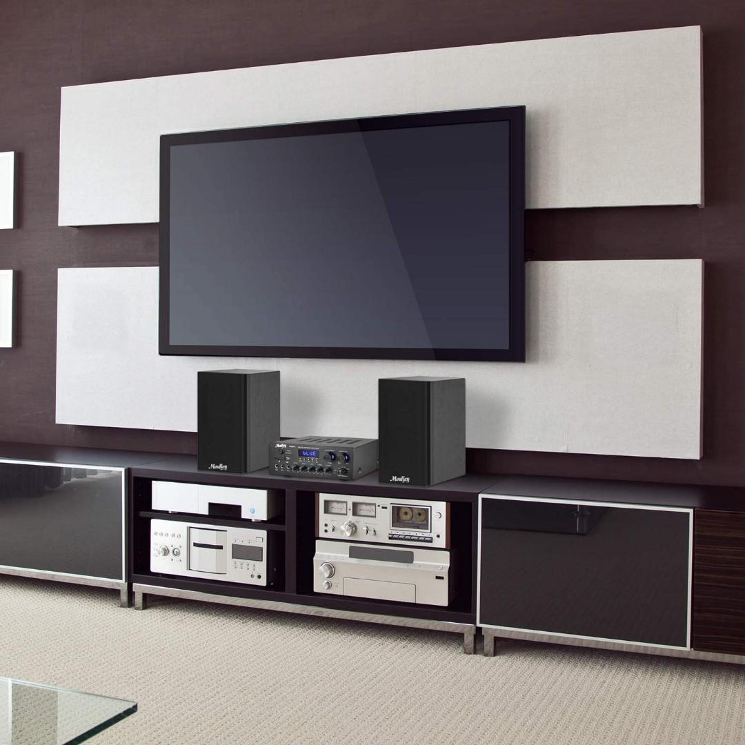 Moukey Passive Bookshelf Speakers Pair, 100 Watts Peak Power Home