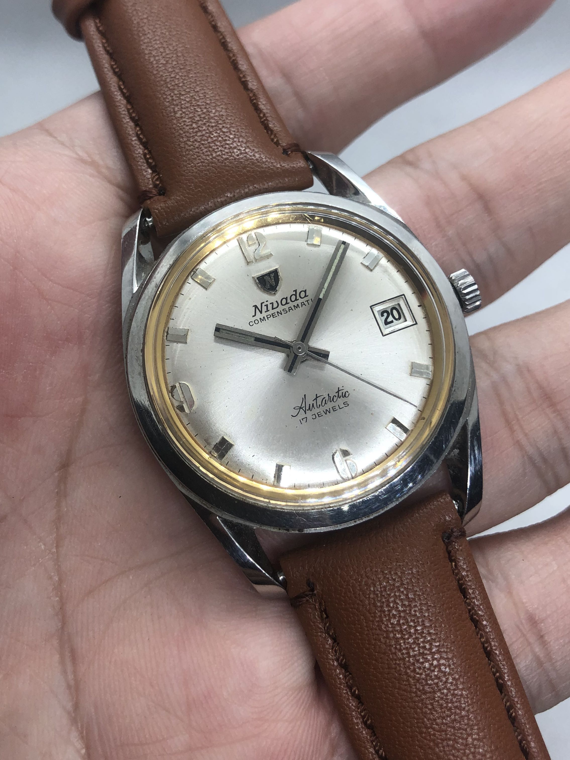 Nivada Compensamatic Vintage 1960 s Silver 35mm Automatic Luxury