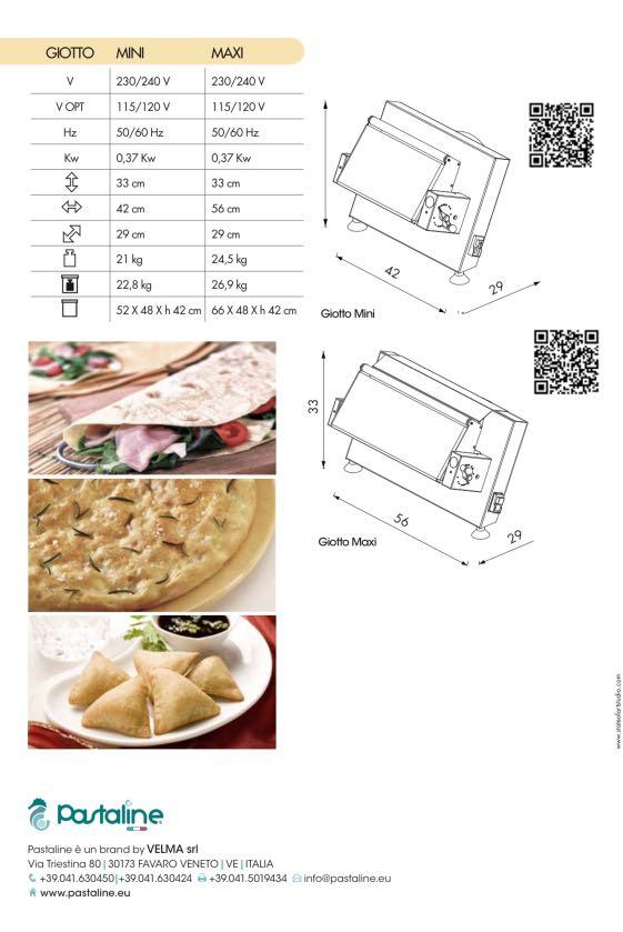 Pastaline Giotto Maxi Pizza Dough Roller 220V