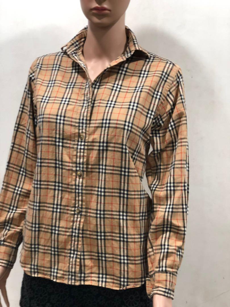 Pre owned Burberry Plaid longsleeve Women s Fashion Tops