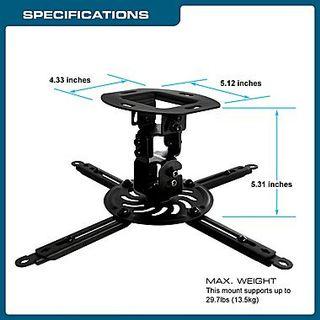 QualGear QG-PM-002-BLK-S Universal Projector Ceiling Mount, Short, Black