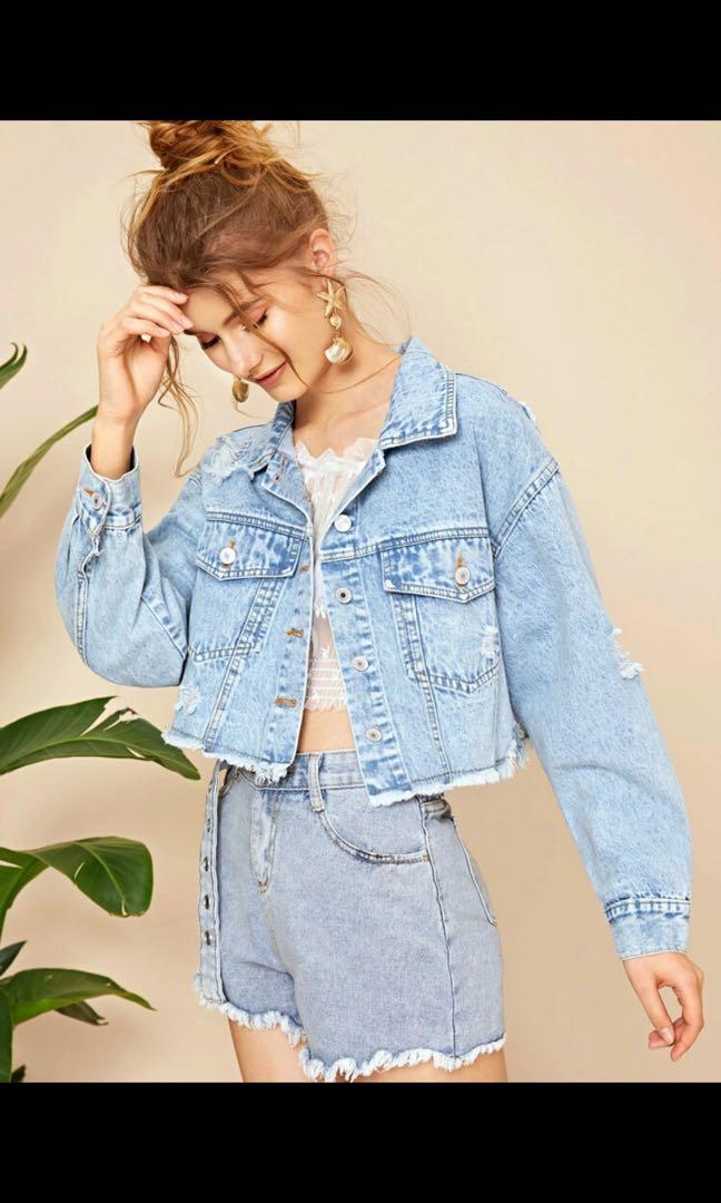 Bnew Shein cropped denim jacket 