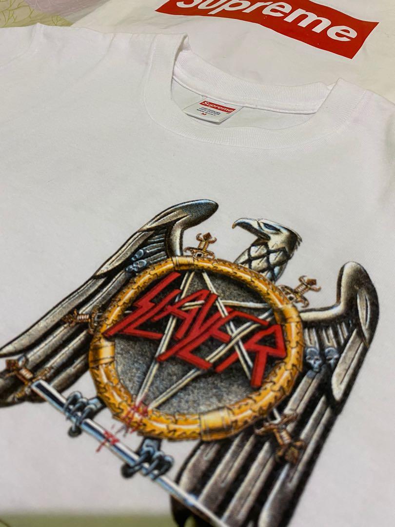 Supreme x Slayer eagle tee, Fesyen Pria 