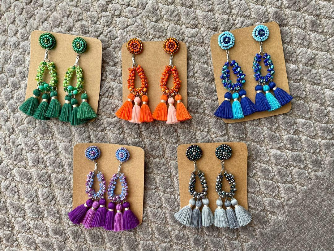 Tassel Beach Statement Earrings (Category: Other Accessories) located in Cebu City. Submitted by ddsecondselection (Listing ID 1102109335, Image 3). Description: Facebook : DYOSA HANDMADE Instagram: @dyosahandmade Location: Lahug Cebu city Courier: LBC and JRS Delivery COD: Maxim and Lalamove.