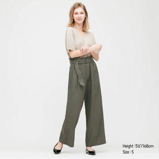 Uniqlo Belted Linen Wide Pants