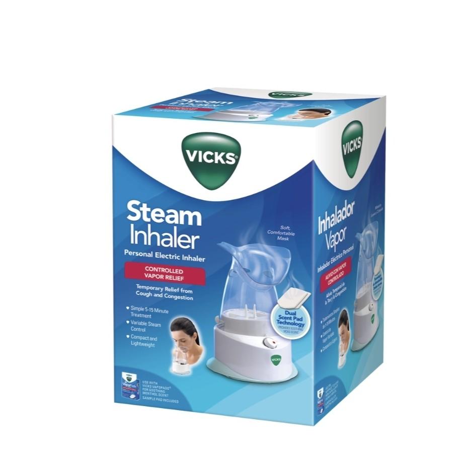 Vicks Personal Steam Inhaler, V1200 - 220V (Category: Medical Supplies & Tools) located in Manila. Submitted by laniefg (Listing ID 1102215565, Image 2). Description: Vicks Personal Steam Inhaler, with a soft, comfortable face mask and compatible with soothing menthol Vicks VapoPads, provides a warm mist of steam for temporary relief from allergies, congestion and coughs in a 5-15 minute treatment. *With free 1 Vapopad* 220V.