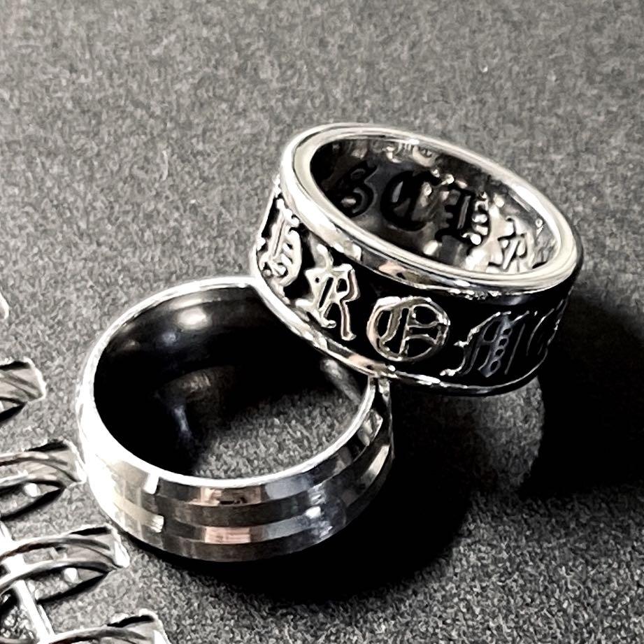 Vintage Chrome Stainless Steel Silver Hearts Ring (Men/Women