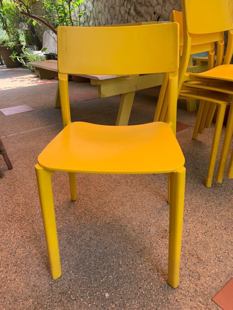 Yellow Ikea plastic chair, Furniture & Home Living, Furniture, Chairs