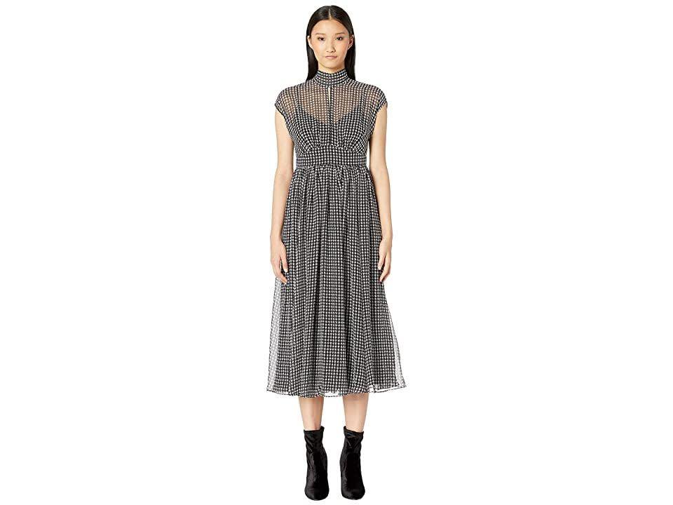 Kate Spade Houndstooth Chiffon Dress Brand New