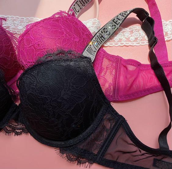 Buy Victoria's Secret Black Lace Shine Strap Push Up Bra from Next
