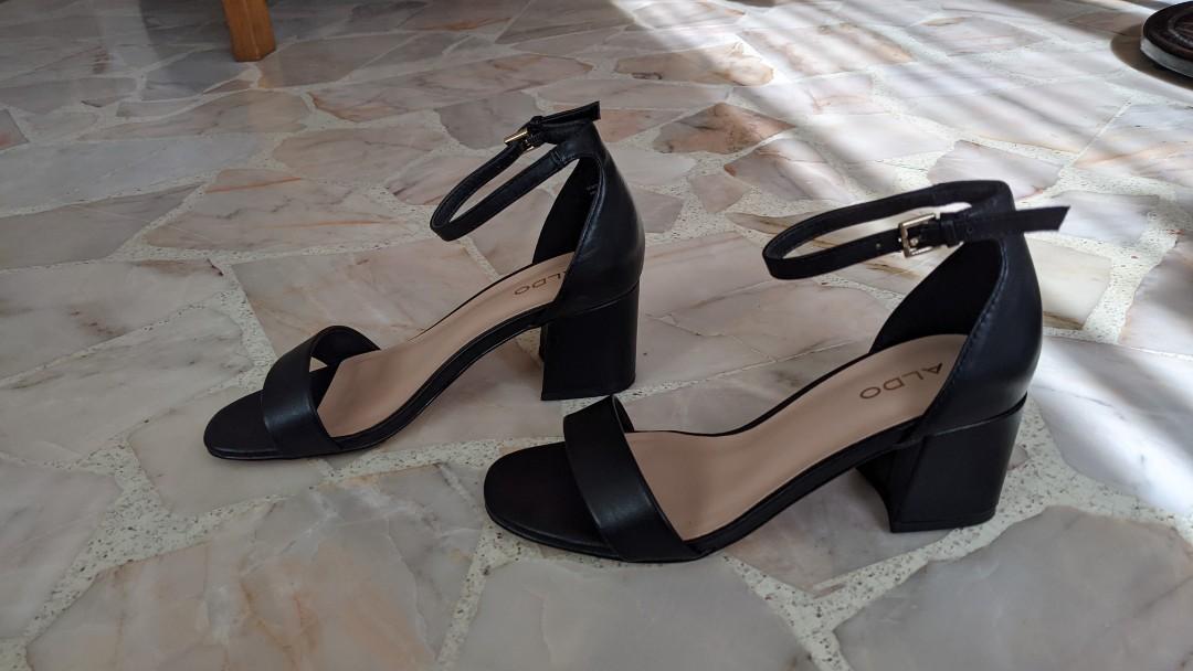 Aldo black strap heels sales