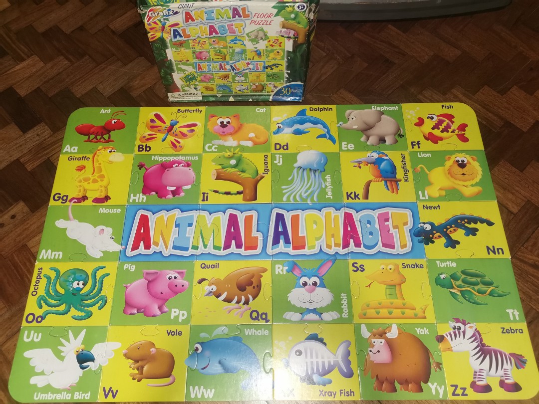 Animal alphabet floor puzzle, Hobbies & Toys, Books & Magazines, Children's Books on Carousell