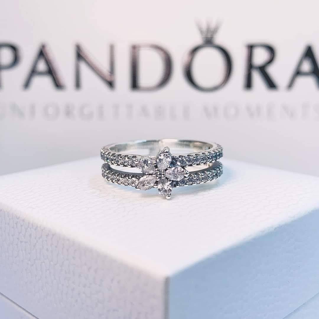 pandora sparkling snowflake double ring 