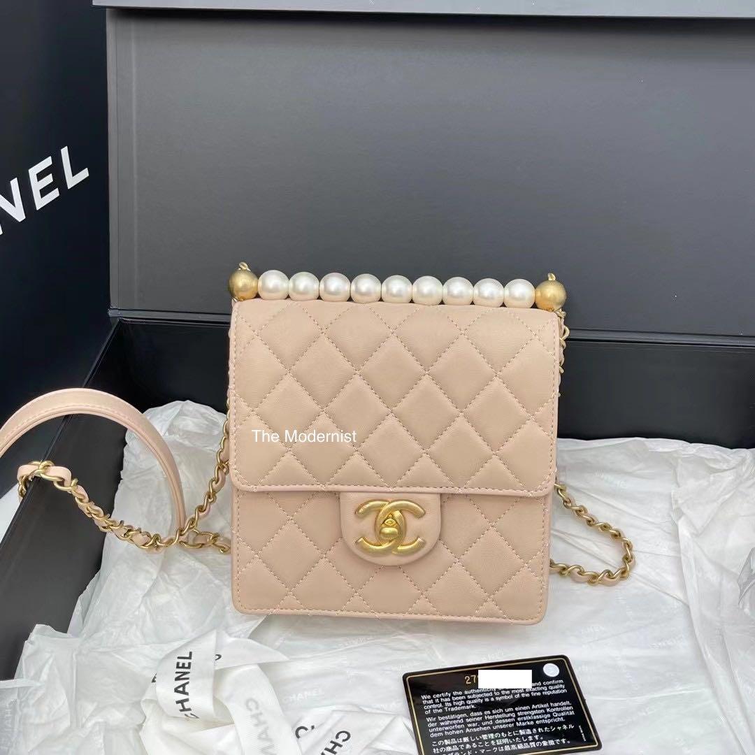 Authentic Chanel Pearl Vertical Flap Bag Beige, Luxury, Bags & Wallets on  Carousell