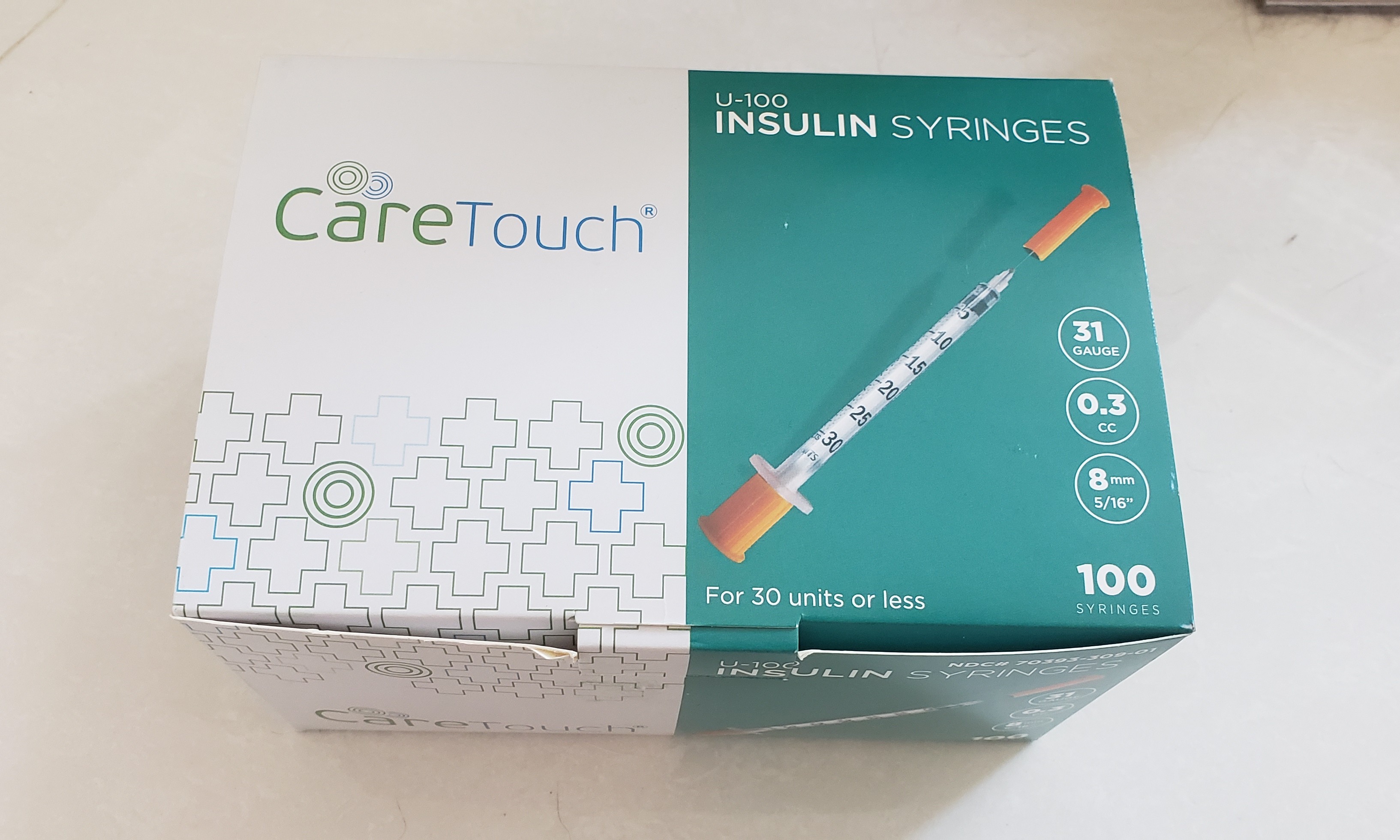 Care Touch U 100 Ctis313 Insulin Syringes 31g 516 8 Mm 3 Cc Pack Of 100 貓狗 糖尿 胰島素 寵物 