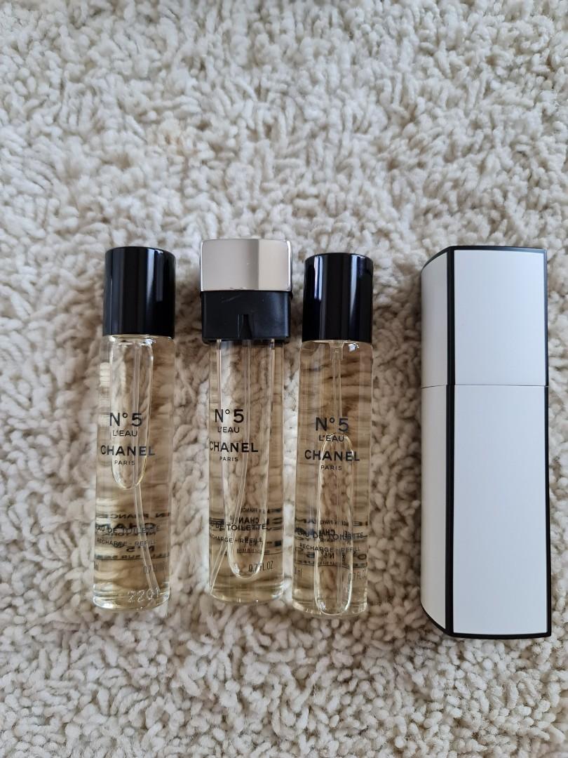 Chanel No 5 L'Eau EDT 20ML x 3 Travel Spray - Including Travel Spray Case,  Beauty & Personal Care, Fragrance & Deodorants on Carousell