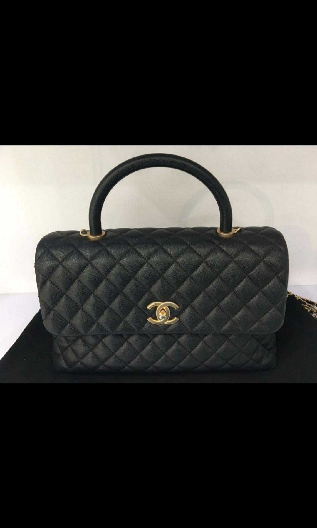 Chanel Coco Handle large 24 black GHW, Barang Mewah, Tas & Dompet di