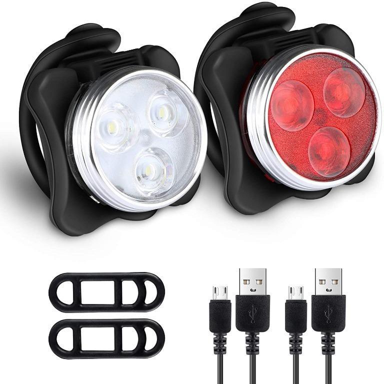 Rolson usb rechargeable front shop and rear bike light set