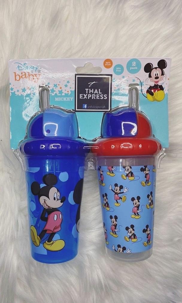 Disney Mickey Mouse Baby Girls' Mickey Mouse 2-Pack Pop-Up Straw Sipper Cups