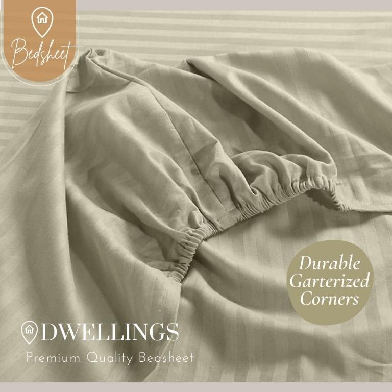 Dwellings Beige 100 Cotton 4 in 1 Hotel Quality Bedsheet Set (1