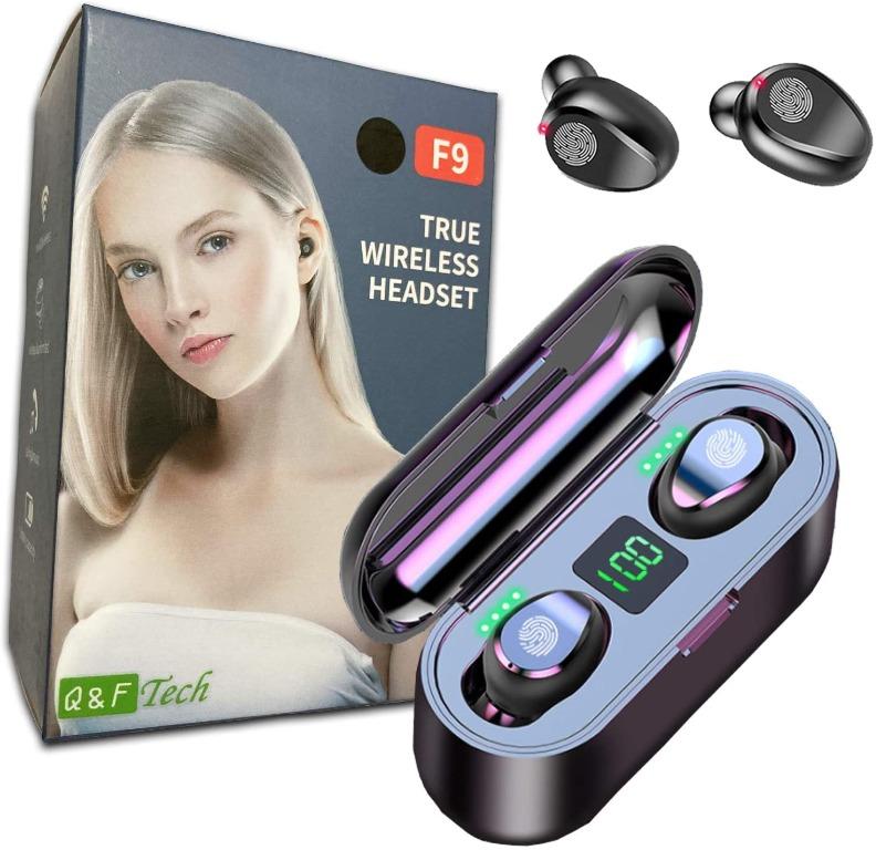 F9 Wireless LED Touch Bluetooth Earbuds and Portable Charger Power