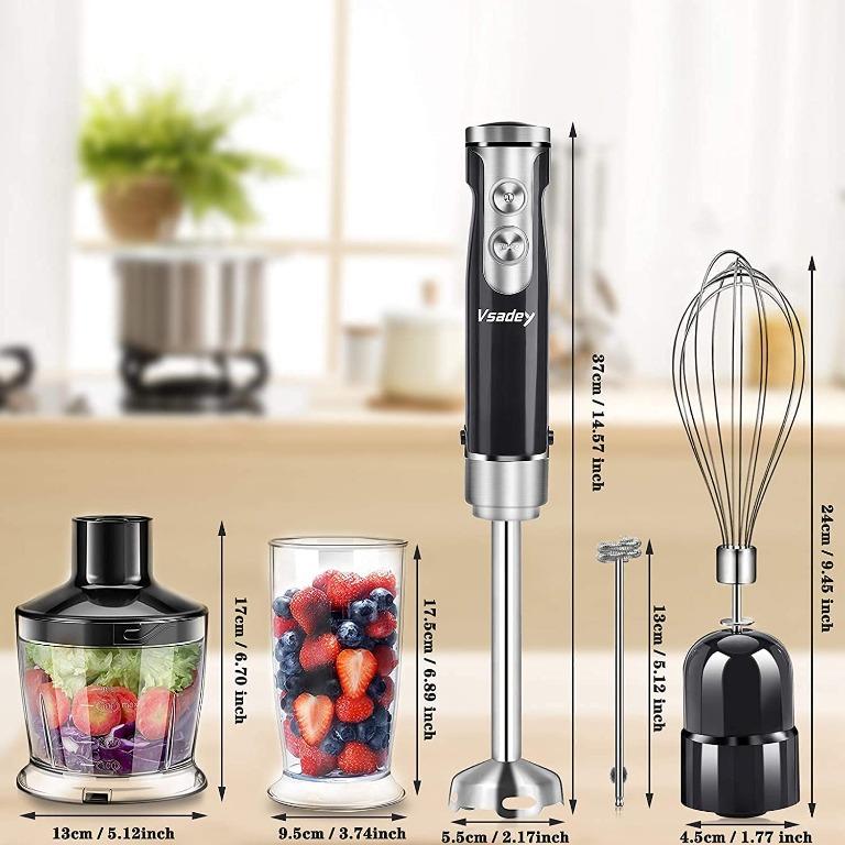  Immersion Hand Blender,5 in1 Emulsion Blender 800W 20 Speed,  500ML Chopper, 600ML Beaker, Stainless Steel Whisk and Milk Frother for  Smoothie, Baby Food, Sauces,Puree, Soup（BPA-free）: Home & Kitchen