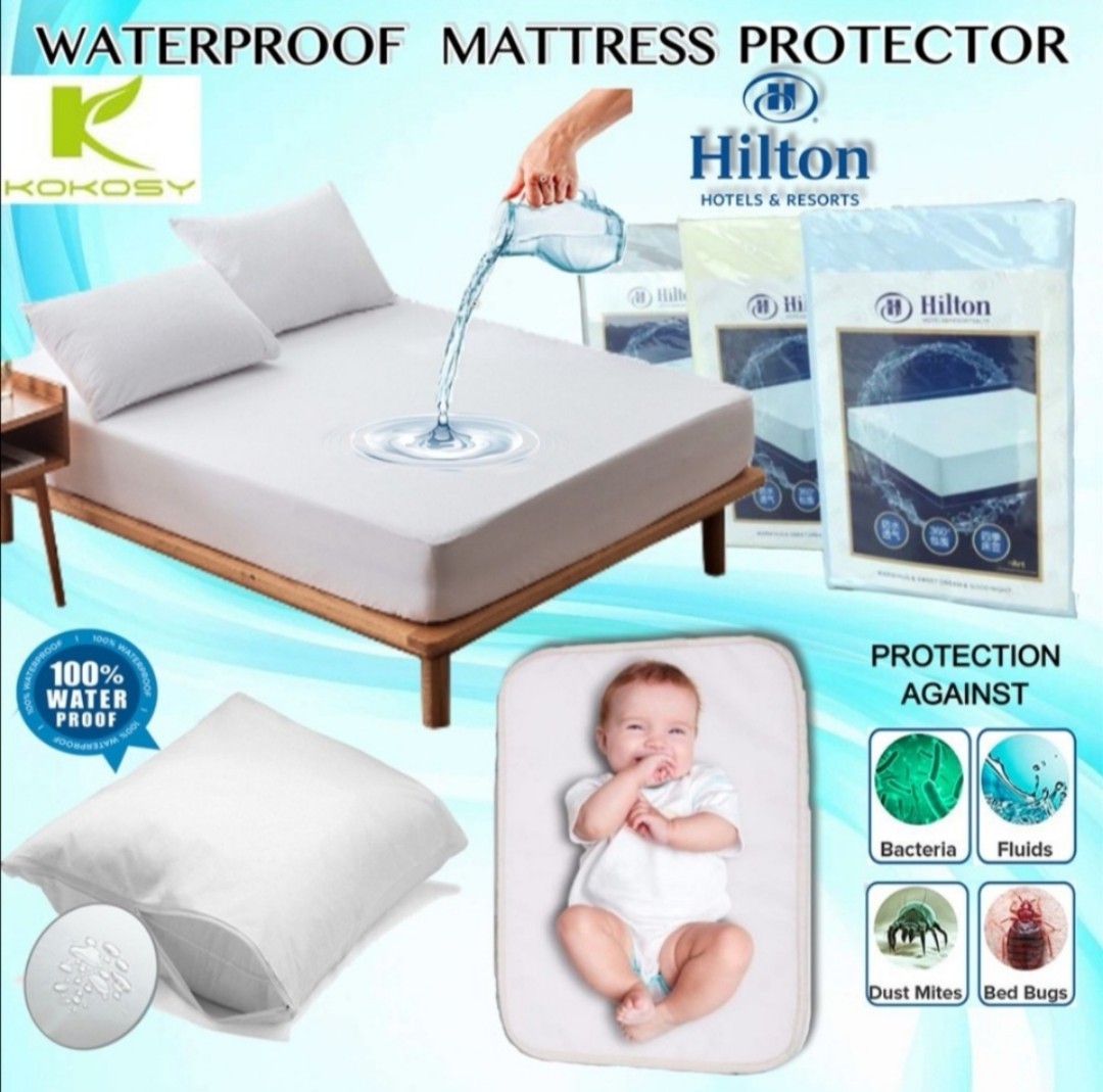 Hilton Waterproof Mattress Protector, Furniture & Home Living, Bedding
