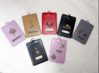 ID Holder Sleeve Personalized Customized Leather with Free Name and Charm