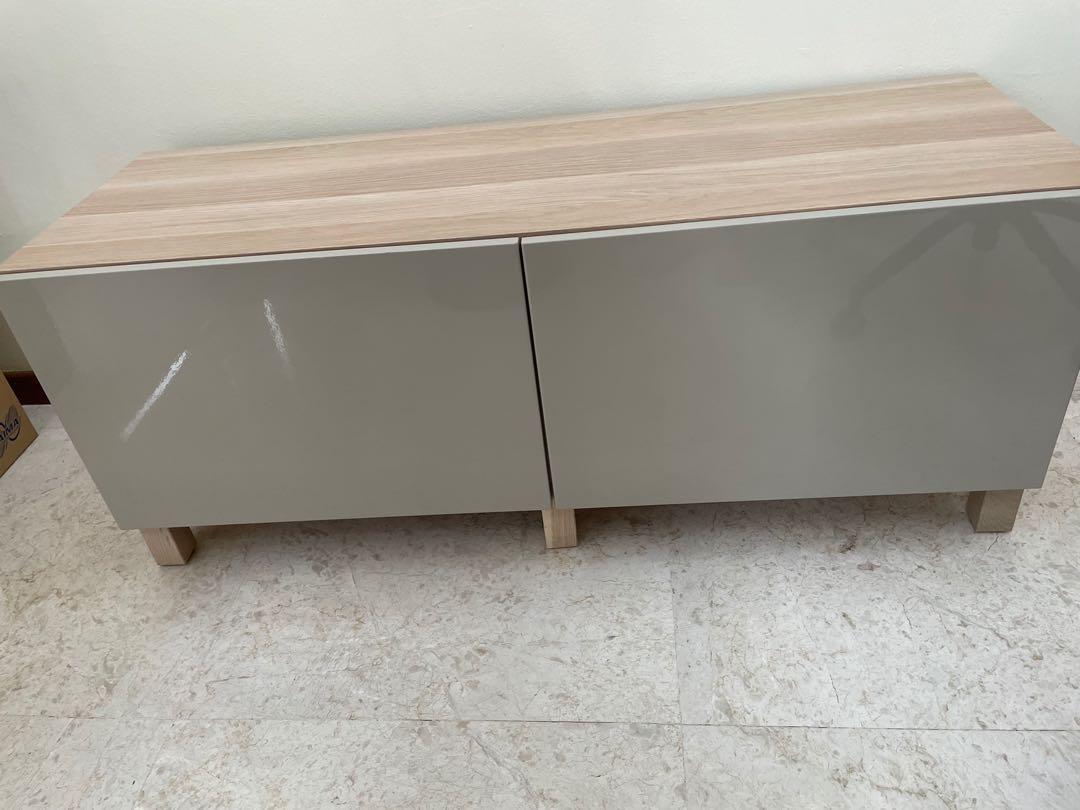 IKEA BESTA oak/high gloss beige, Furniture & Home Living