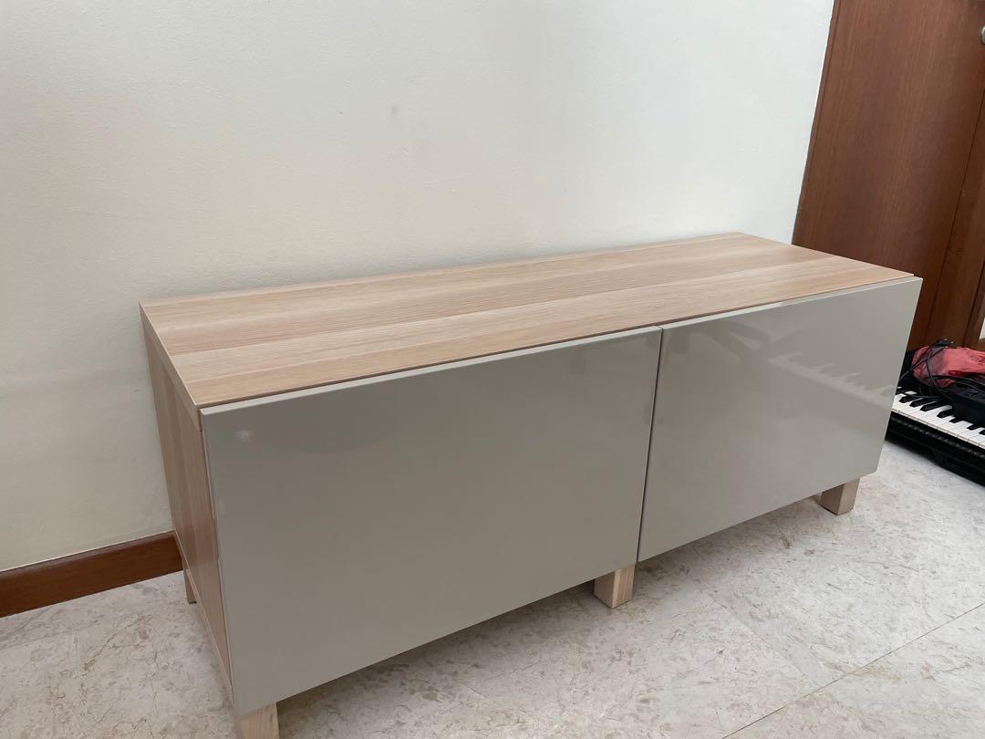 IKEA BESTA oak/high gloss beige, Furniture & Home Living