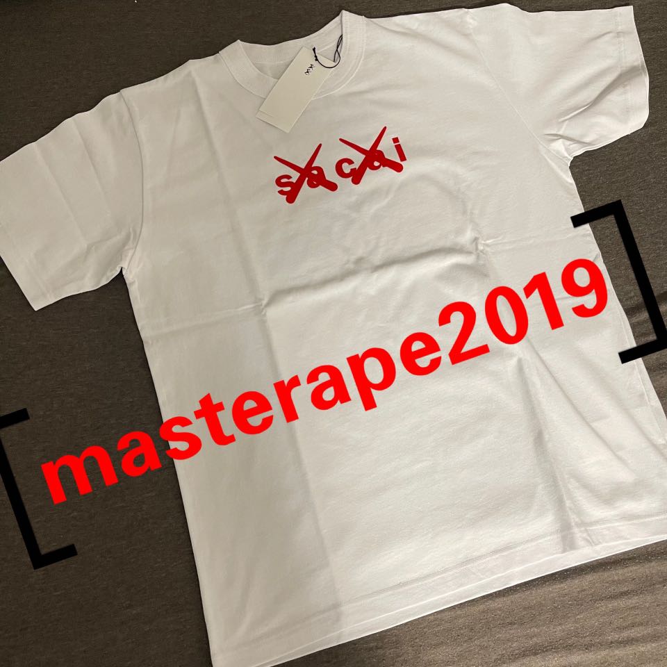 KAWS x sacai FLOCK PRINT tee t-shirt WHITE RED 短袖t恤白紅, 女裝