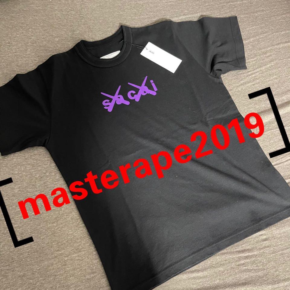 KAWS x sacai FLOCK PRINT tee t-shirt BLACK PURPLE 短袖t恤黑紫, 女