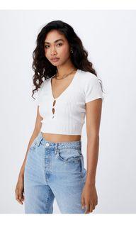 Knitted White Button Top