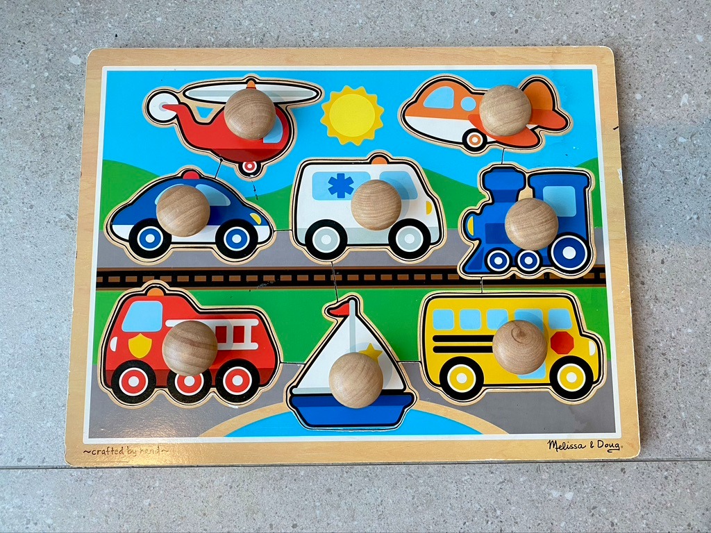 Melissa u0026 Doug Vehicles Jumbo Peg Puzzle, Babies u0026 Kids, Toys 
