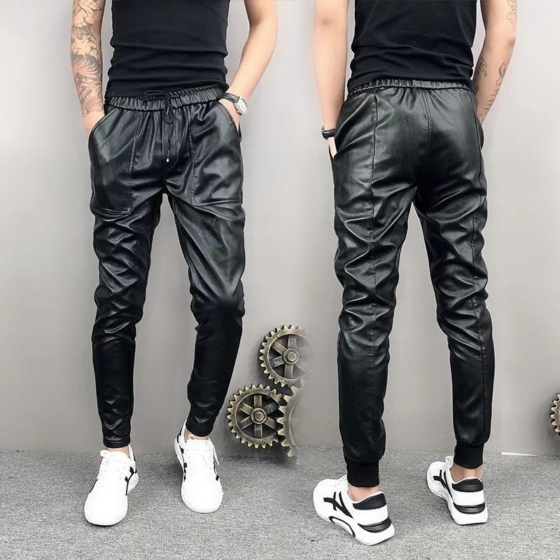 Mens Genuine Black Leather Jogger Pant Online  Leatherright