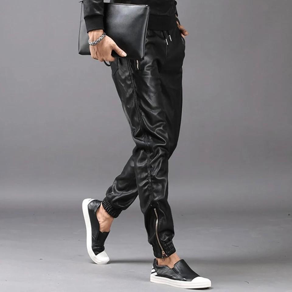 Mens Leather Sweatpants Black  LeatherKloset