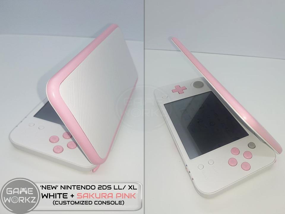 New Nintendo 2DS LL XL White Pink Customized console Video