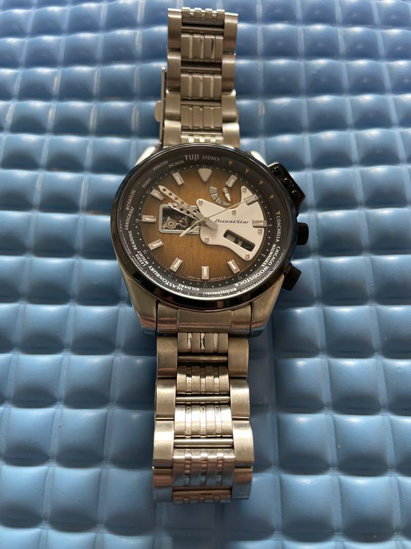 Orient Star retro future wooden guitar watch