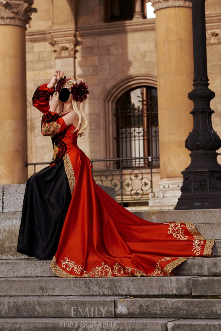 Pre order  Shaded Red Fantasy Gown With Hair Pin  JANYAS CLOSET